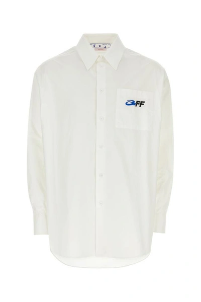 Shop Off-white Off White Man White Poplin Oversize Shirt