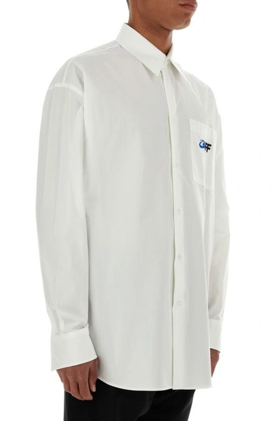 Shop Off-white Off White Man White Poplin Oversize Shirt