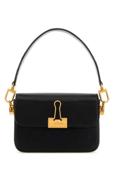 Shop Off-white Off White Woman Black Leather Small Plain Binder Handbag