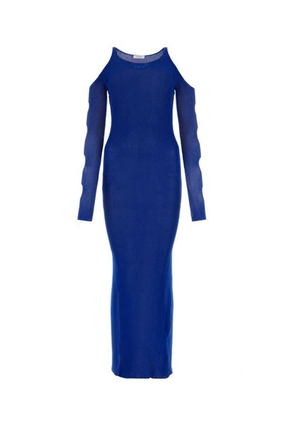 Shop Off-white Off White Woman Electric Blue Viscose Blend Dress