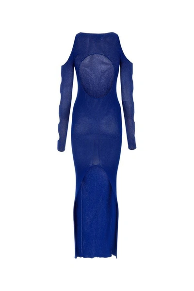 Shop Off-white Off White Woman Electric Blue Viscose Blend Dress