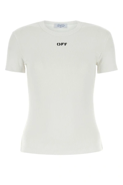 Shop Off-white Off White Woman White Stretch Cotton T-shirt