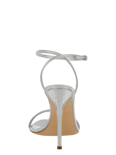 Shop Casadei 'diadema' Silver Sandals With Blade Heel In Metallic Fabric Woman In Grey