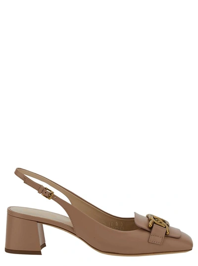 Tod's Pink Slingbacks With Chain Detail In Pink
