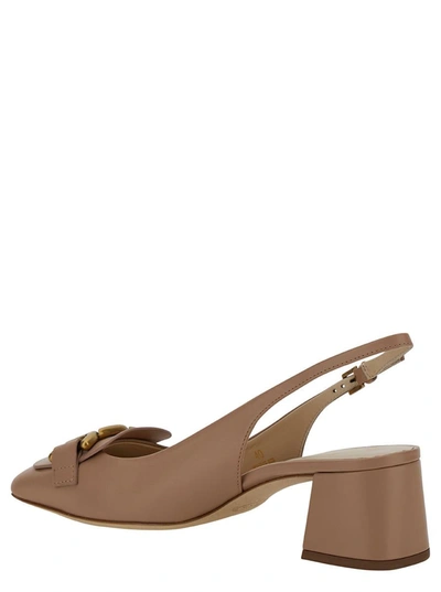 Tod's Pink Slingbacks With Chain Detail In Pink