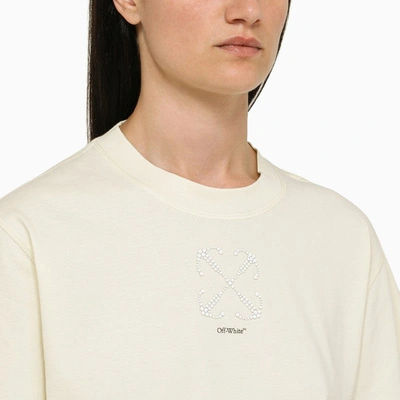 Shop Off-white ™ Beige Crew-neck T-shirt With Arrows Women In Cream