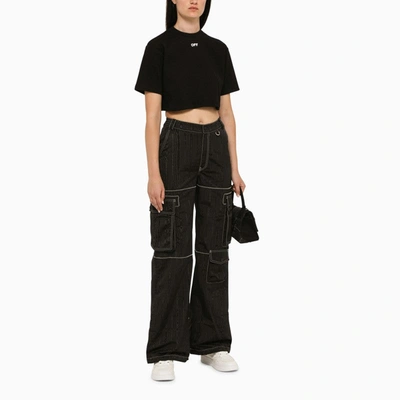 Shop Off-white ™ Black Cropped Crew-neck T-shirt Women