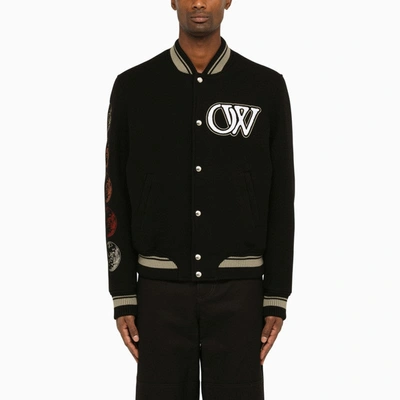 Shop Off-white ™ Black Wool-blend Bomber Jacket Men