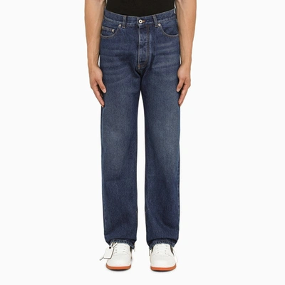 Shop Off-white Blue Cotton Denim Jeans Men