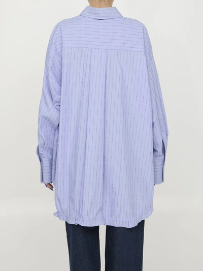 Shop Attico Striped Cotton Shirt In Blue