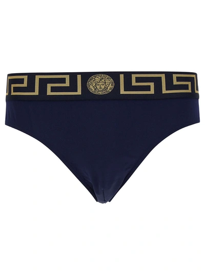 Shop Versace Swim Slip In Blu