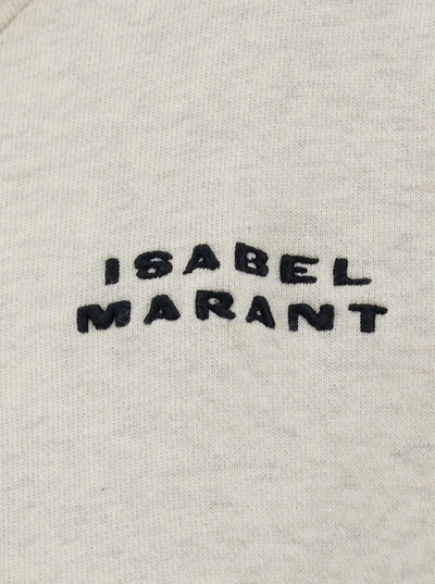 Shop Isabel Marant Beige Hoodie With Logo Embroidery In Cotton Blend Woman