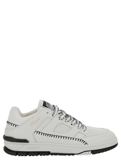 Shop Axel Arigato 'area Lo Sneaker Stitch' White Low Top Sneakers With Contrasting Stitch Detail In Leather Man