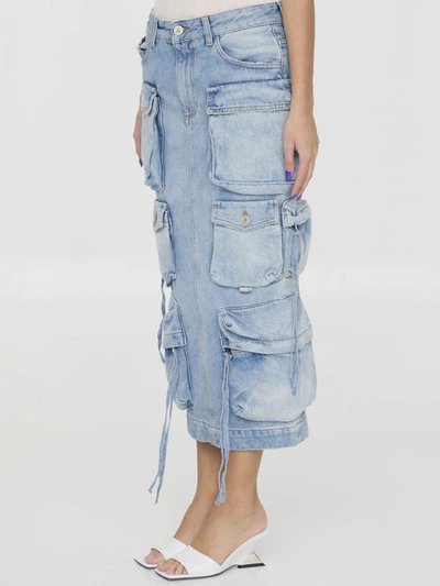 Attico Cargo Denim Skirt In Blue