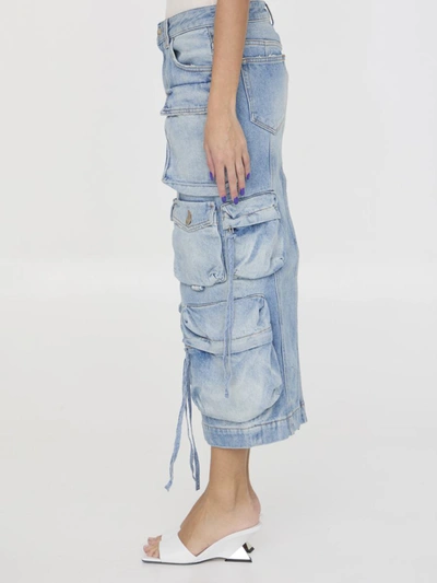 Shop Attico Cargo Midi Skirt In Blue