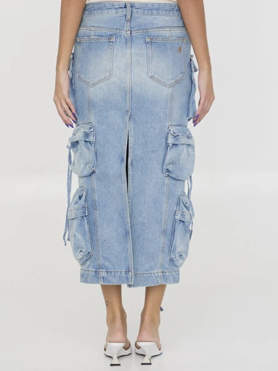 Attico Cargo Denim Skirt In Blue