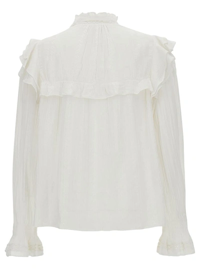 Shop Isabel Marant Étoile 'jatedy' White Shirt With Volant In Cotton Blend Woman