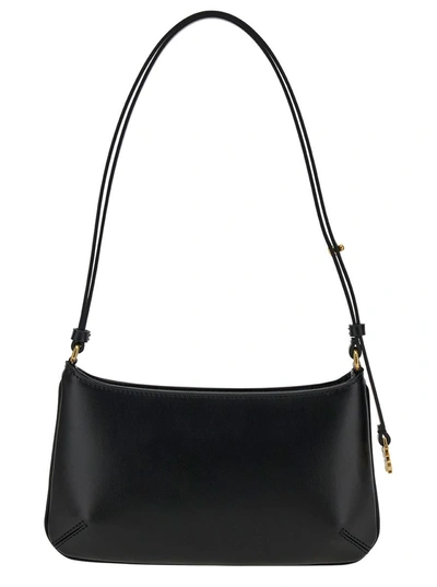 Shop Palm Angels 'lategram' Black Shoulder Bag With Laminated Logo Detail In Leather Woman