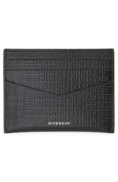 Shop Givenchy 4g Debossed Leather Card Holder In Black/ Green