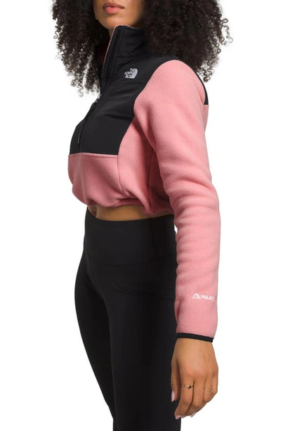 Shop The North Face Denali Water Repellent Crop Jacket In Shady Rose/ Tnf Black