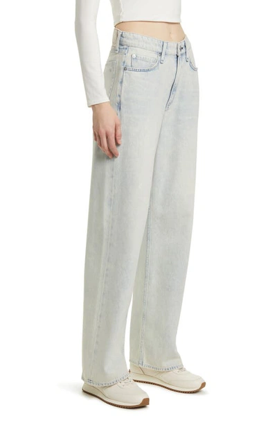 Rag & Bone Womens Logan Mid-rise Wide-leg Stretch-denim Jeans Elenna In Icefall