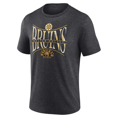Shop Fanatics Branded  Heather Charcoal Boston Bruins Centennial Hockey Tri-blend T-shirt