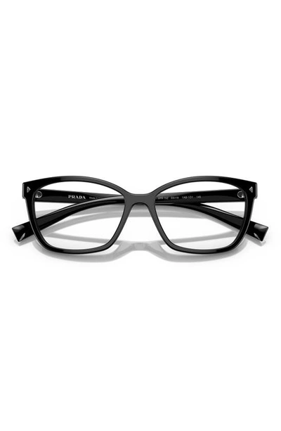Prada 53mm Rectangular Optical Glasses In Black