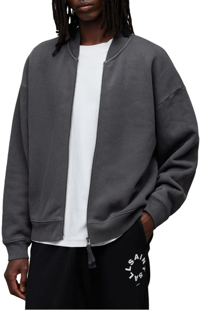 Shop Allsaints Rocco Cotton Bomber Jacket In Washed Black