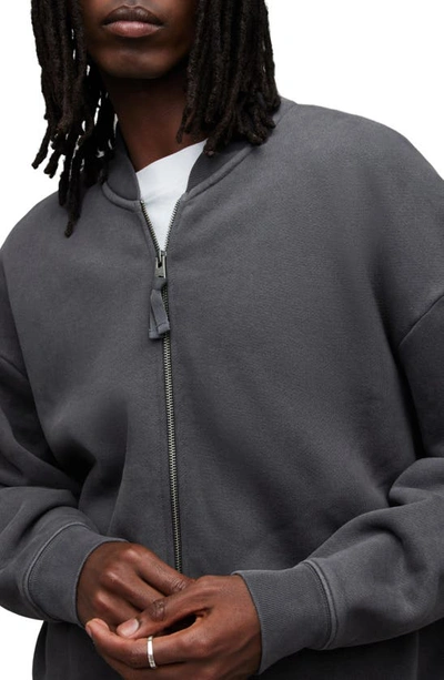 Shop Allsaints Rocco Cotton Bomber Jacket In Washed Black