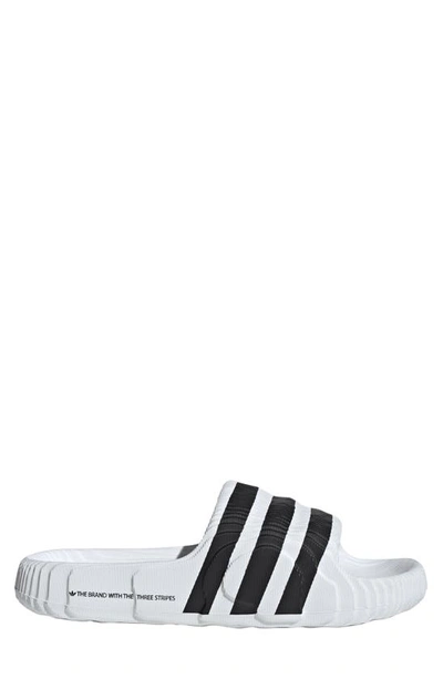 Shop Adidas Originals Adilette 22 Slide Sandal In White/ White/ Black