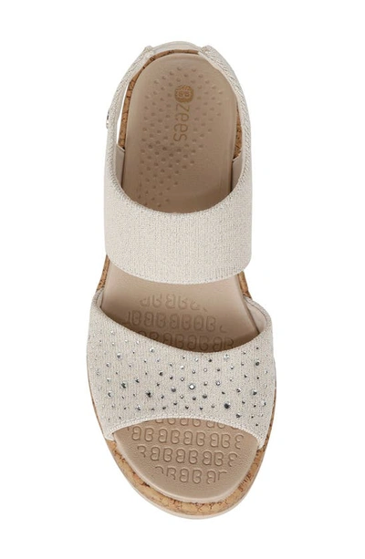 Shop Bzees Reveal Crystal Embellished Wedge Sandal In Eggnog