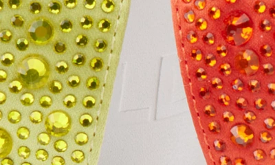 Shop Karl Lagerfeld Rickie Rhinestone Slide Sandal In Orange/ Yellow/ Teal Multi