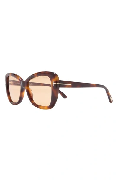 Shop Tom Ford Maeve 55mm Butterfly Sunglasses In Blonde Havana / Brown