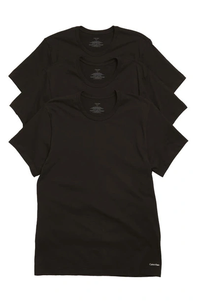 Shop Calvin Klein 3-pack Cotton Crewneck T-shirts In Black