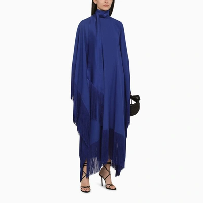 Shop Taller Marmo Electric Long Dress With Fringes In Blue