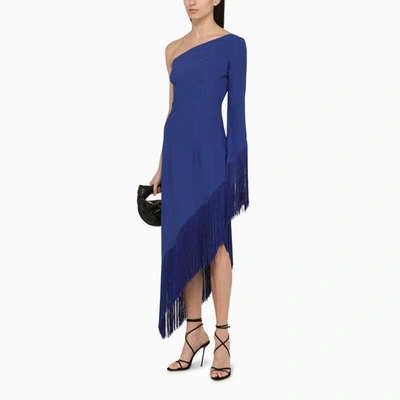 Shop Taller Marmo Electric Aventador Dress With Fringes In Blue