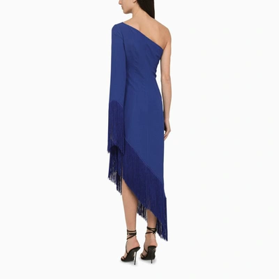 Shop Taller Marmo Electric Aventador Dress With Fringes In Blue