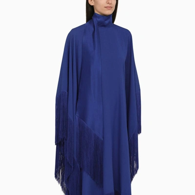 Shop Taller Marmo Electric Long Dress With Fringes In Blue