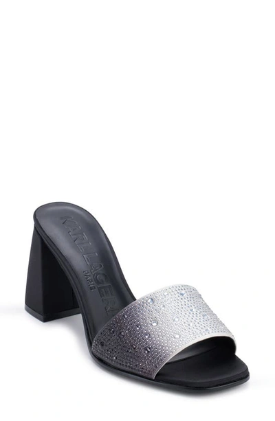 Shop Karl Lagerfeld Pera Rhinestone Slide Sandal In Black/ White