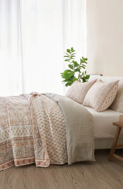 Patina Vie Maison Patina Vie Reversible Comforter & Sham Set In Block Floral Gold