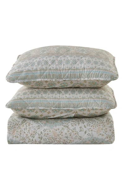 Shop Patina Vie Maison Patina Vie Reversible Comforter & Sham Set In Block Floral Sage Green