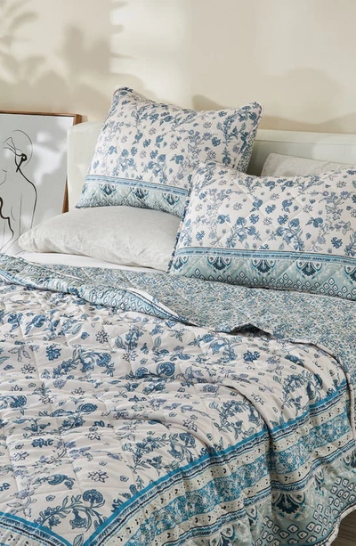 Shop Patina Vie Maison Patina Vie Reversible Comforter & Sham Set In Block Floral Blue
