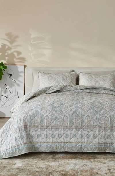 Shop Patina Vie Maison Patina Vie Reversible Comforter & Sham Set In Block Floral Sage Green