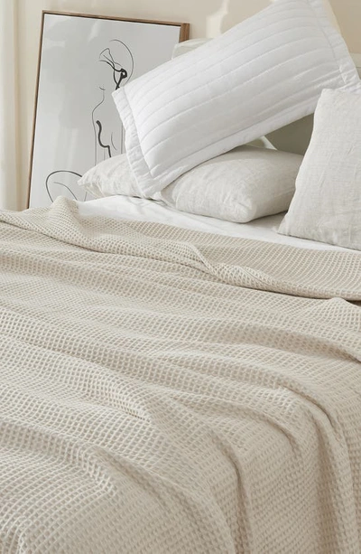 Shop Patina Vie Maison Cotton Waffle Weave Blanket In Stone