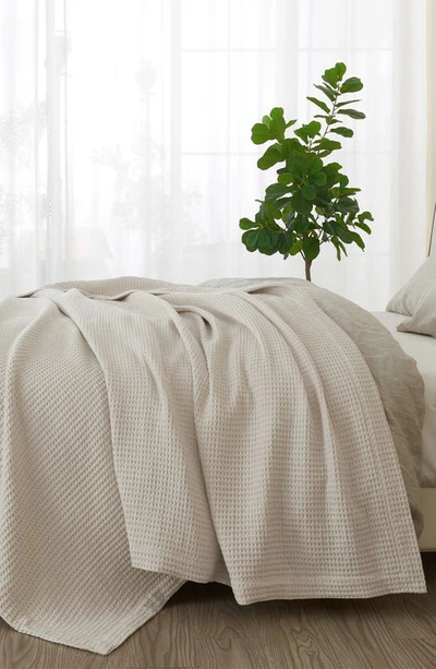 Shop Patina Vie Maison Cotton Waffle Weave Blanket In Stone