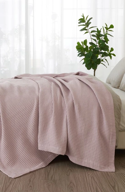 Shop Patina Vie Maison Cotton Waffle Weave Blanket In Lilac