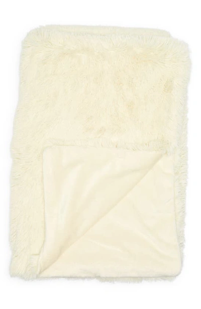 Shop Bcbg Faux Fur Throw Blanket In White Alyssum