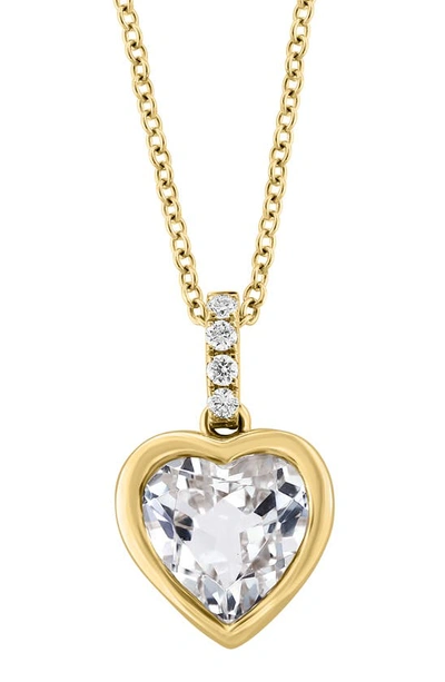 Shop Effy White Topaz & Diamond Heart Pendant Necklace In Gold