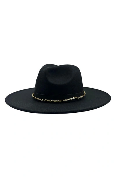 Marcus Adler Chain Trim Wool Blend Panama Hat In Black