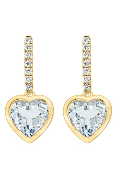 Shop Effy Diamond & White Topaz Heart Drop Earrings In Gold
